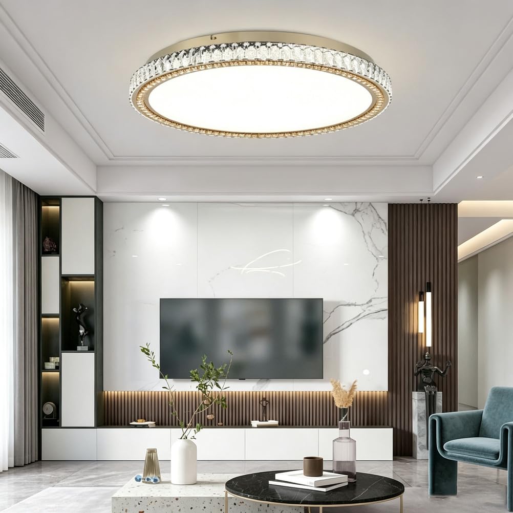 Piptyllite Luxury Crystal Chandelier, Modern Minimalist Ceiling Light for Living & Dining Room