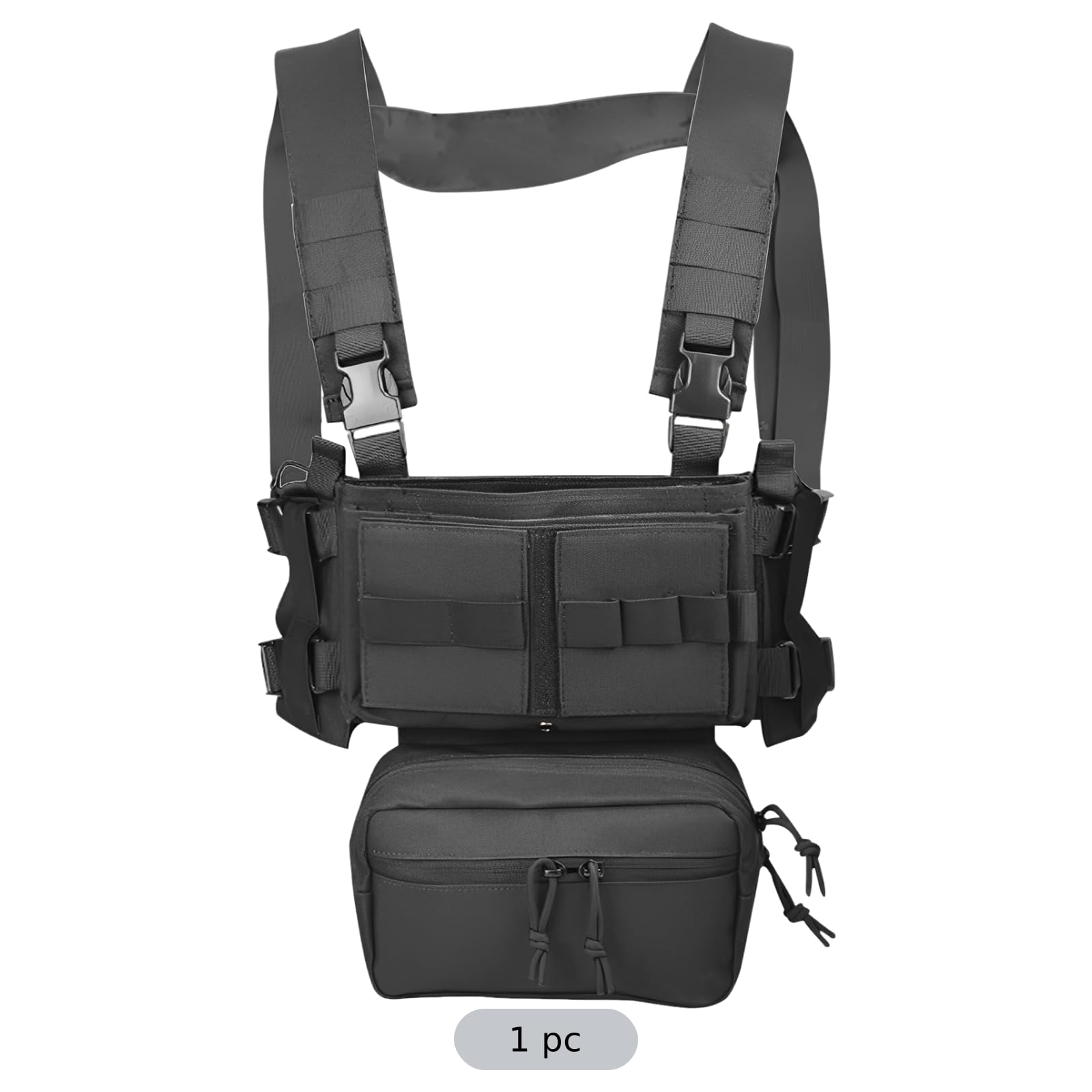 MK3 Armed Chest Rig, lekka kamizelka nylonowa 1000D, regulowane paski na ramię, modułowa konstrukcja, wiele kieszeni, wodoodporna, czarna