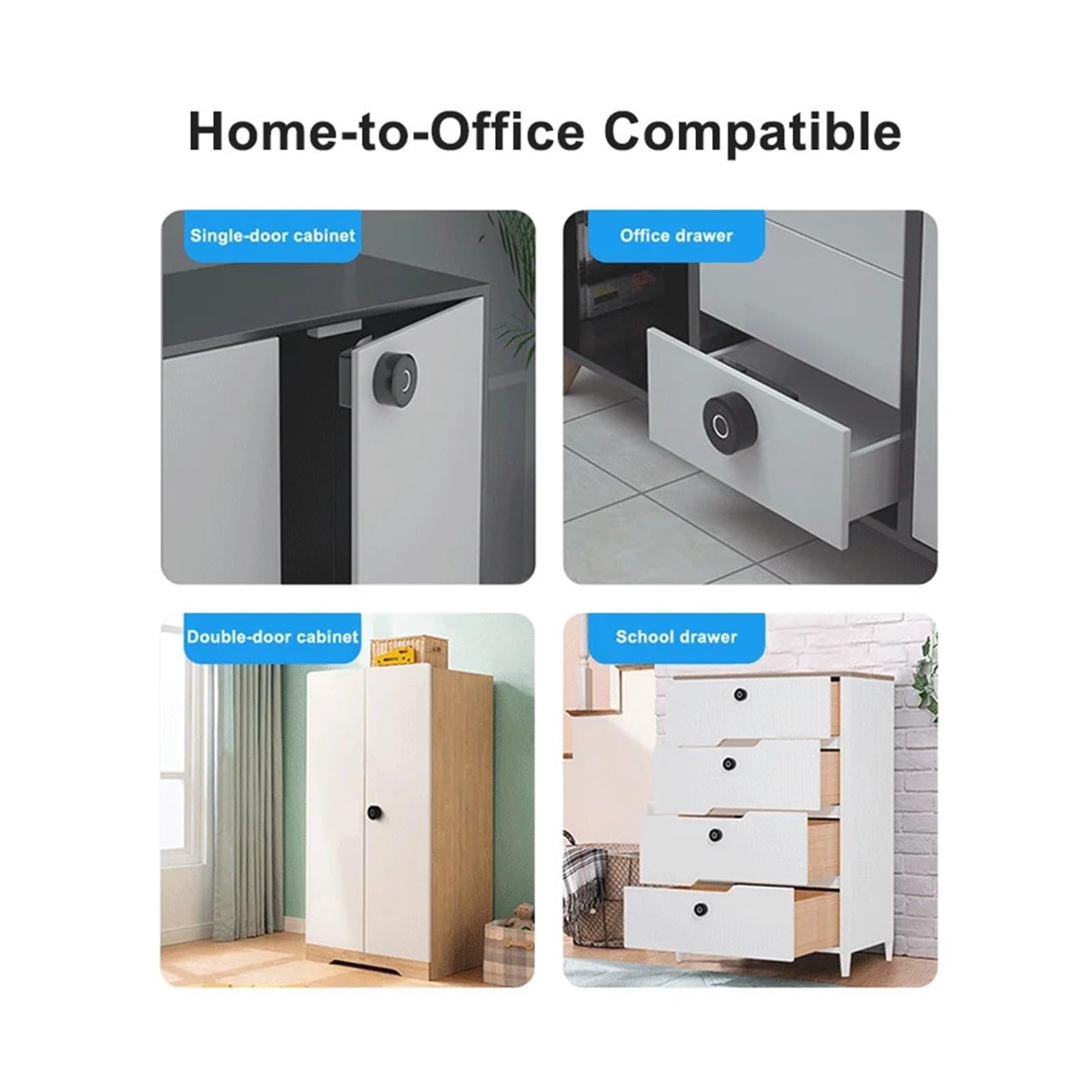 Cerradura de puerta inteligente, Cerradura electrónica inteligente for cajón de gabinete con huella dactilar, Bluetooth, for uso en almacenamiento en el hogar