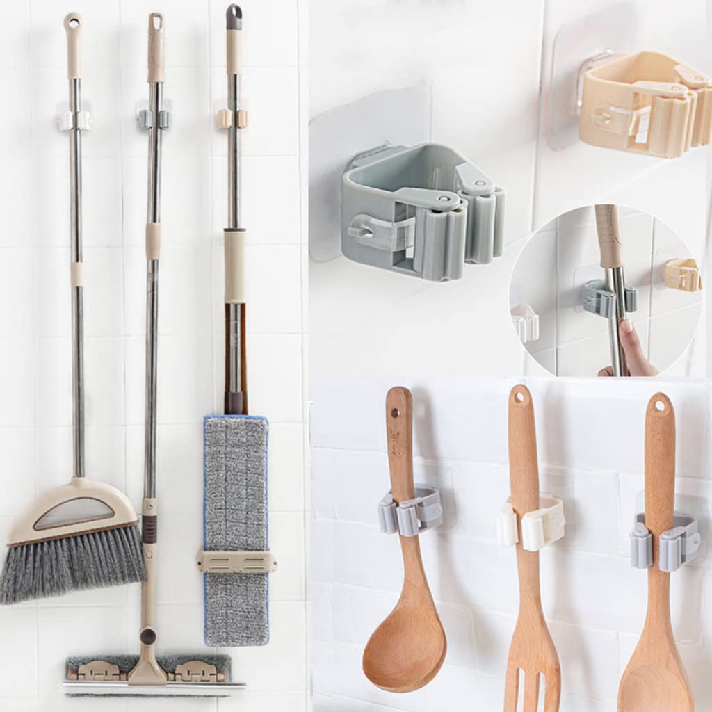 XISAOK Wall Mounted Mop Clip Brushbroom Holder Rack Seamless Hook Kitchen Bathroom Storage Holder