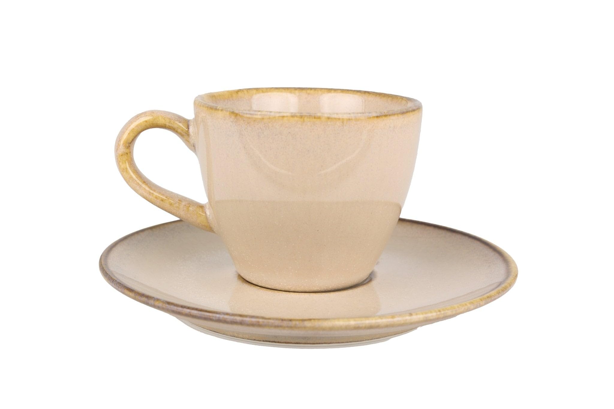 Bonna Sand Hygge - Tazas de espresso y platillo - 80 cc - Porcelana - Juego de 6
