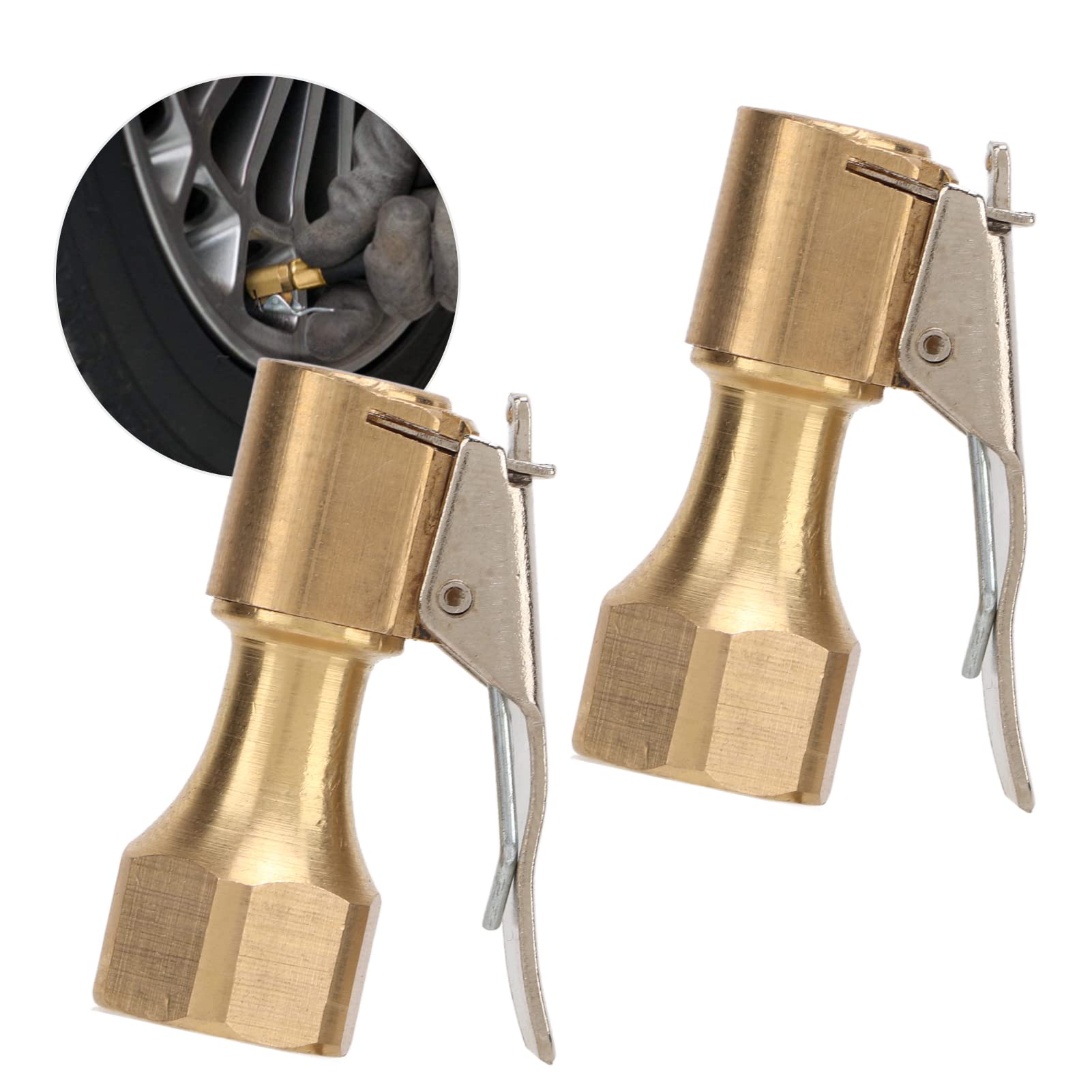 2 Stück Air Chuck Mit Clip – Messing, Universell Für Reifenpumpen, Mit Klemmverschluss Für Dichten Sitz