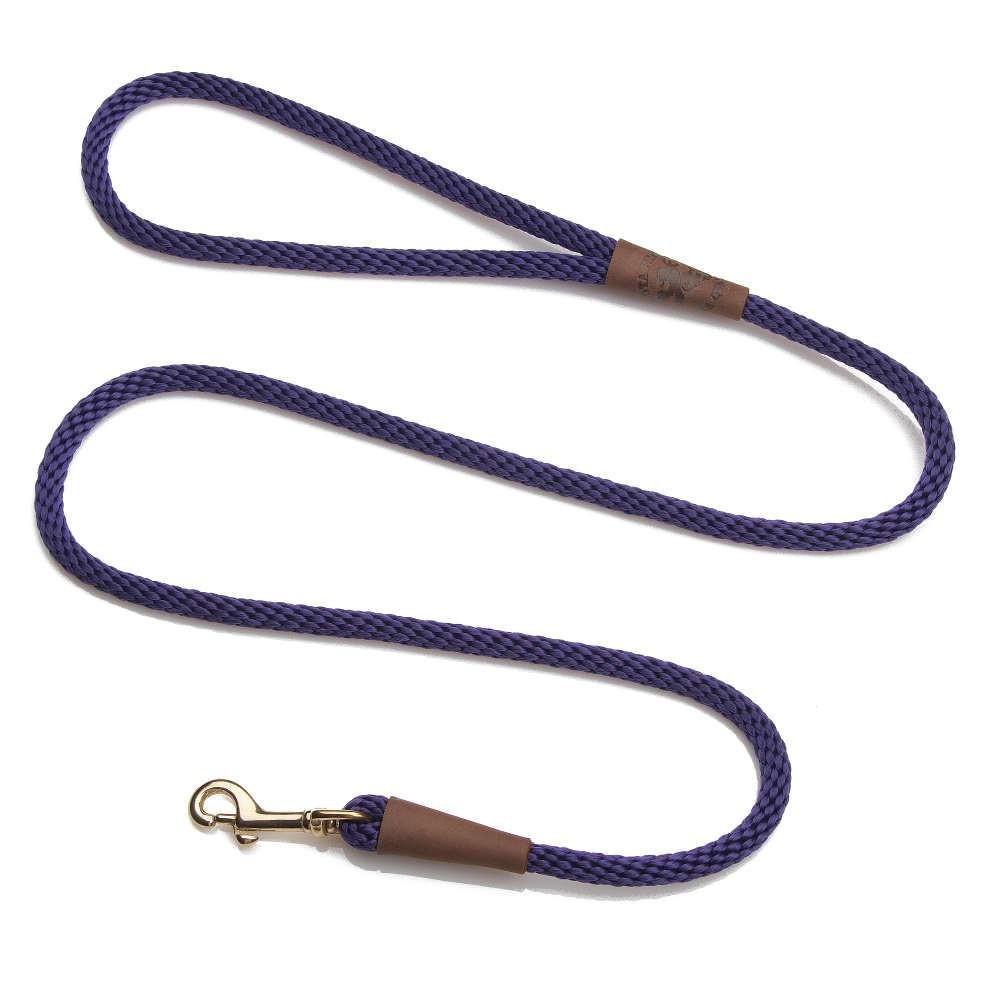 Mendota Pet Snap Leash - British-Style Braided Dog Lead, Made in The USA - Purple, 3/8 in x 4 ft - for Small/Medium Breeds