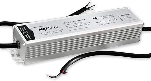 MaxBrite Fuente de alimentación LED de 60 W, salida de 12 V CC, entrada de CA 100-277V, IP67 impermeable, certificado ULcUL, CE, RoHS, Clase 2