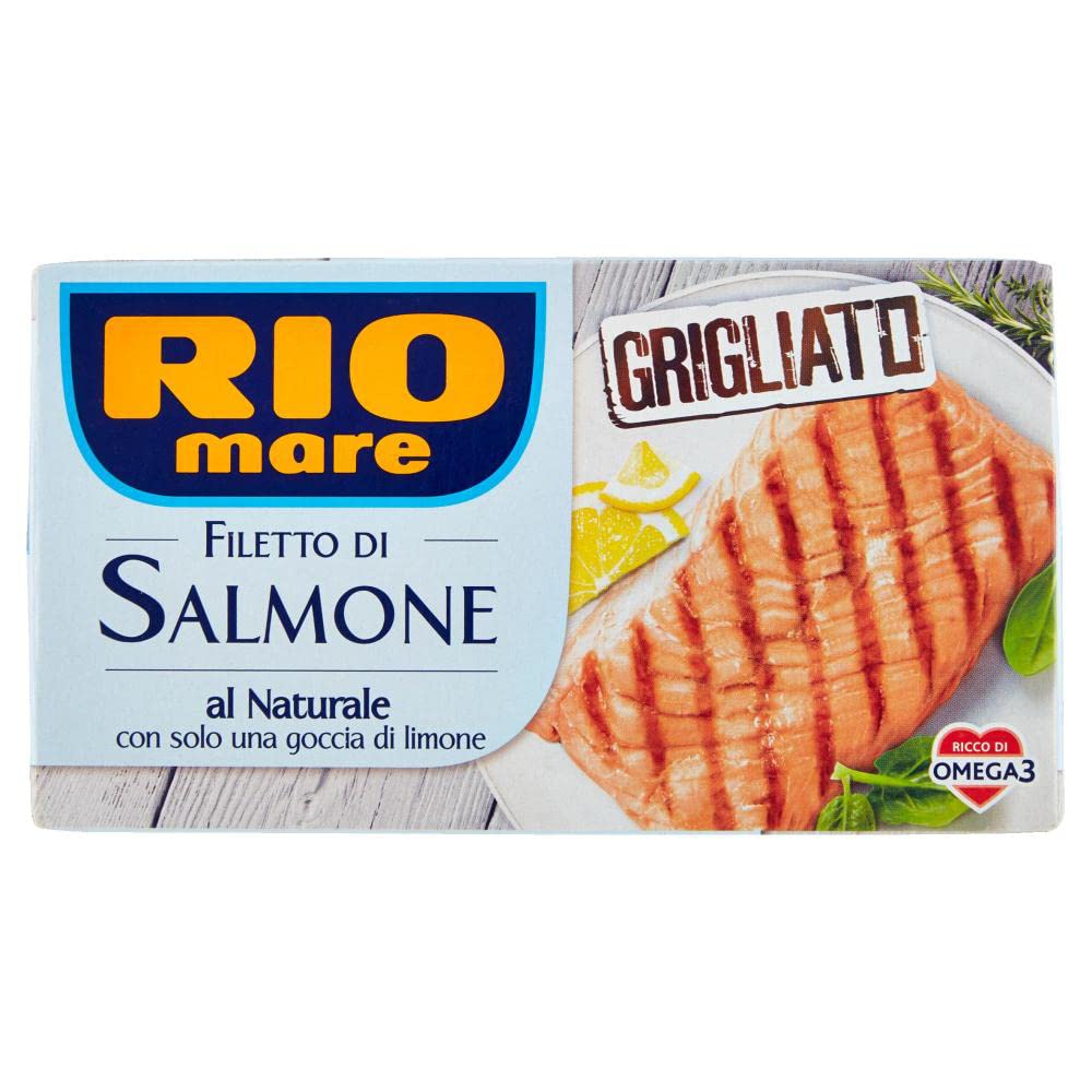 Rio Mare Filetto di Salmone Grigliato al Naturale con una goccia di limone Filete de salmón a la parrilla con una gota de limón 125 g rico en Omega 3