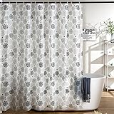 Duschvorhang 180X180 Anti-Schimmel Duschvorhang Durchsichtig Grau Schneeflocke Badvorhang Mit 12 Duschvorhang Ringe Weiss Blume Duschvorh?Nge Waschbar Antibakteriell Für Dusche Und Badewanne