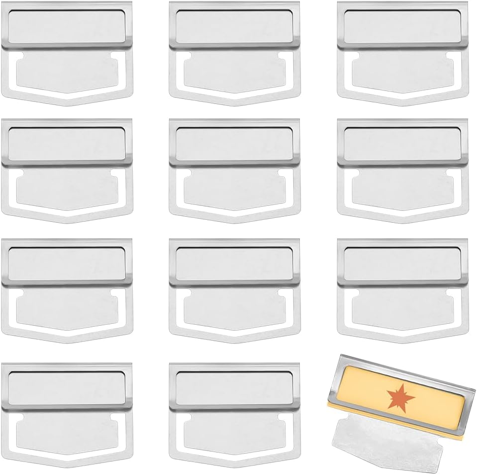 BENECREAT 12pcs Stainless Steel Bookmark Clip, Mini Index Label Clip Planner Clips for Notebook Accessories Fun Office Supplies School Gifts, 1.12x1.38 Inch