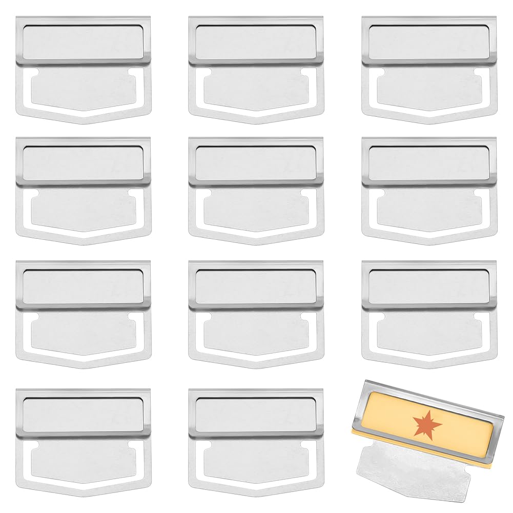 BENECREAT 12pcs Stainless Steel Bookmark Clip, Mini Index Label Clip Planner Clips for Notebook Accessories Fun Office Supplies School Gifts, 28.5x35mm