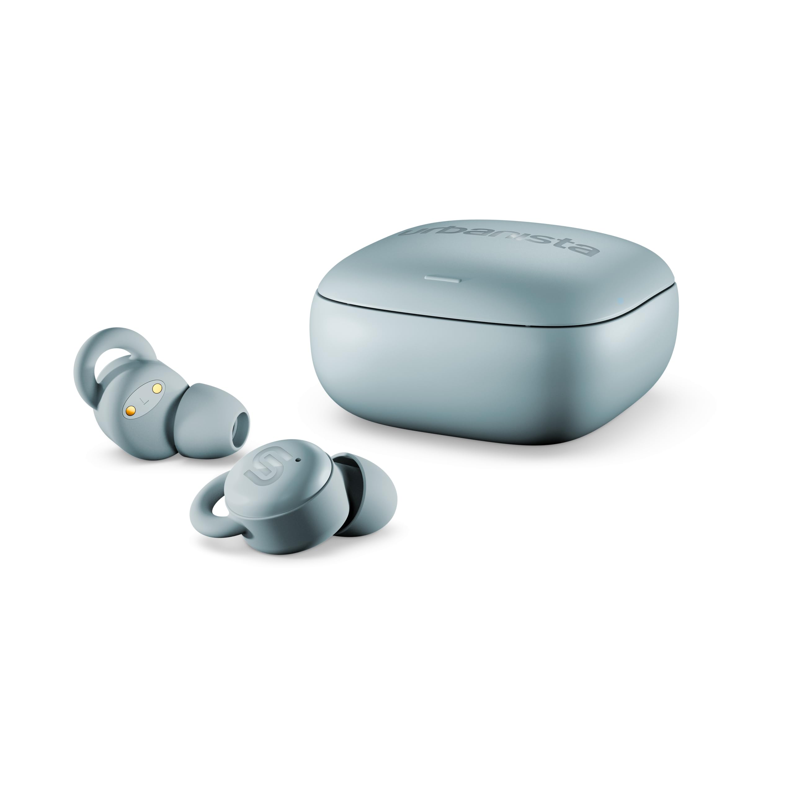 Urbanista Mini auriculares para dormir Sleep Earbuds, auriculares con bloqueo de ruido, dormir de lado, reproducción de 27 horas, temporizador de sueño ajustable, diseño plano cómodo, puerto Bluetooth