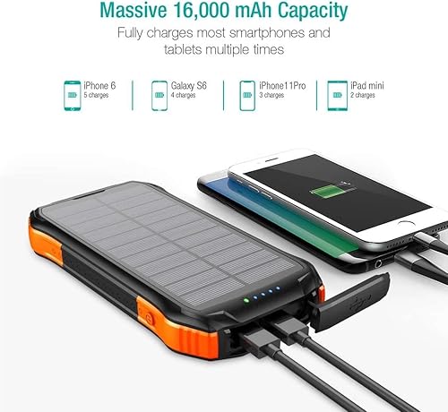 Miniatura 3 de BoxWave Cargador compatible con Samsung Galaxy S10e – Solar Wireless Rejuva PD Power Pack (16000 mAh), banco de energía de respaldo alimentado por