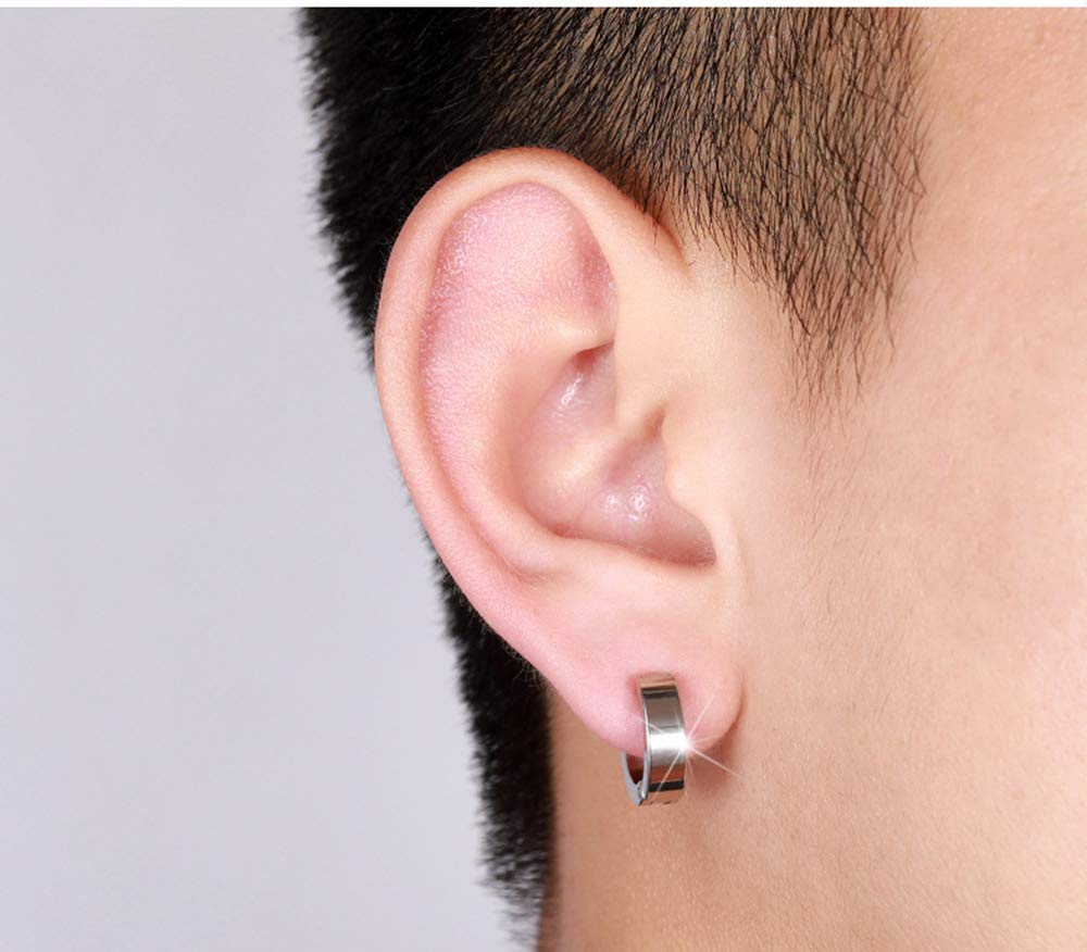 Pendientes de aro de acero inoxidable para hombre y mujer, 3 pares, Acero inoxidable 5