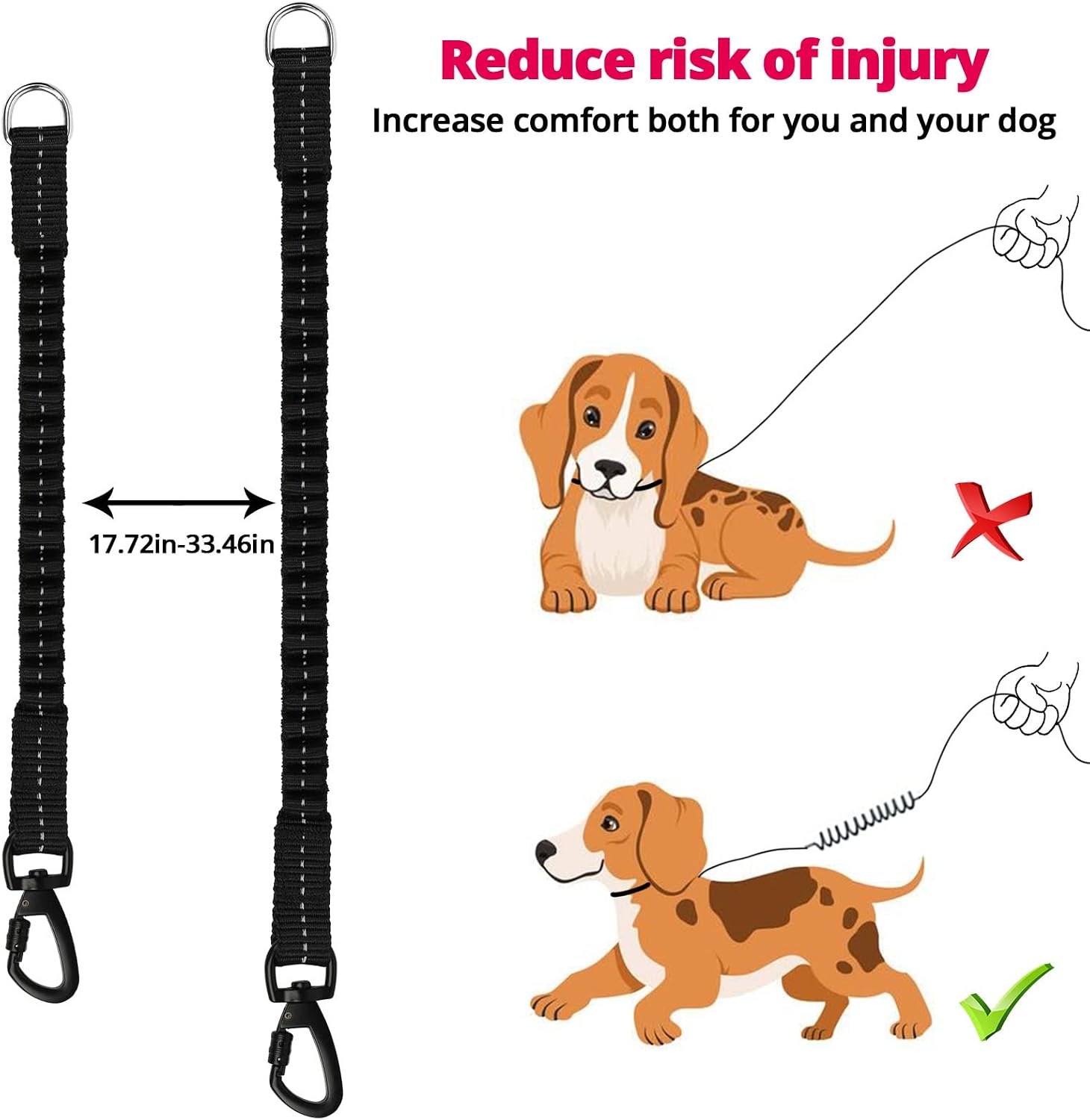 Long Dog Leash 100 FT: Heavy Duty Rope Leashes for Dogs Training with Swivel Lockable Hook Reflective Threads Bungee and Padded Handle - Dog Lead for Large Small Medium Dogs Outside Walking Hiking