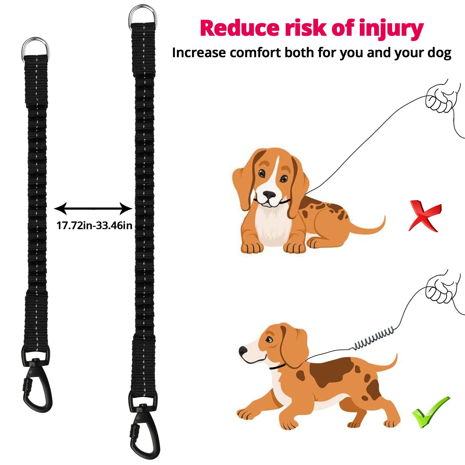 Correa para perro – 5 pies, 10 pies, 15 pies, 20 pies, 30 pies, 50 pies, 100 pies, correa resistente con gancho giratorio y rosca reflectante elástica para perros pequeños, medianos y grandes