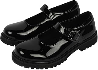 A2Z Girls Teens Black Patent Mary Jane School Shoes Smart Buckle Strap Formal College Office Footwear PU Leather Look Comf...