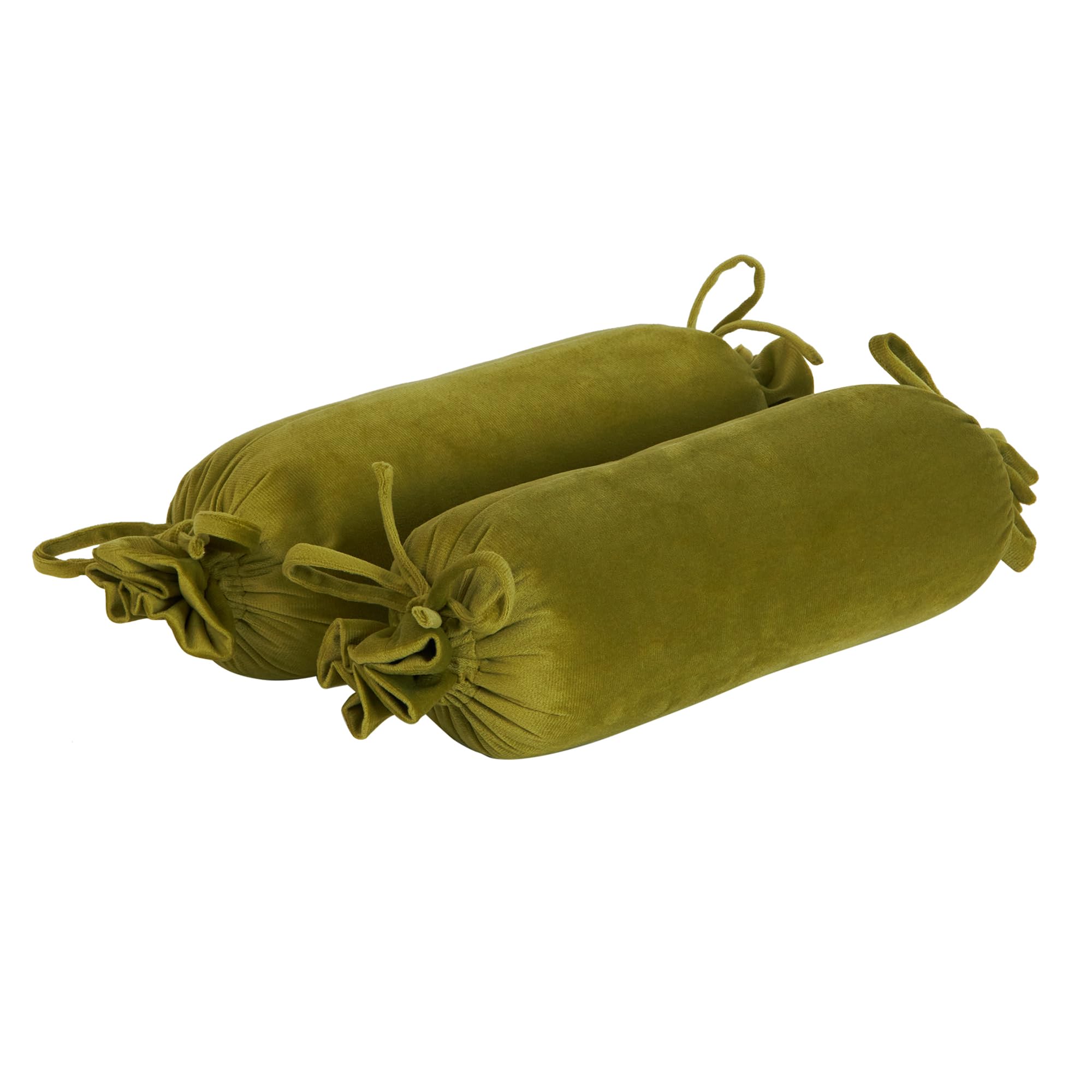 ACCENTHOME Velvet Bolsters in Green Color Size 35cm x12cm - Set of 2 for Kids.