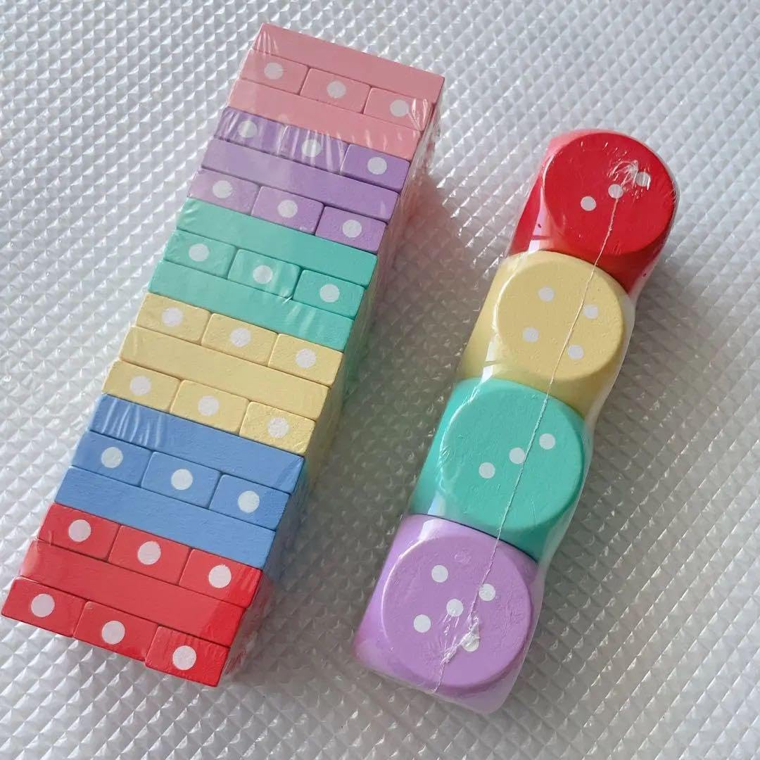 2種セット 木製立体パズル テーブルゲーム バランスゲーム ドミノ 積み木