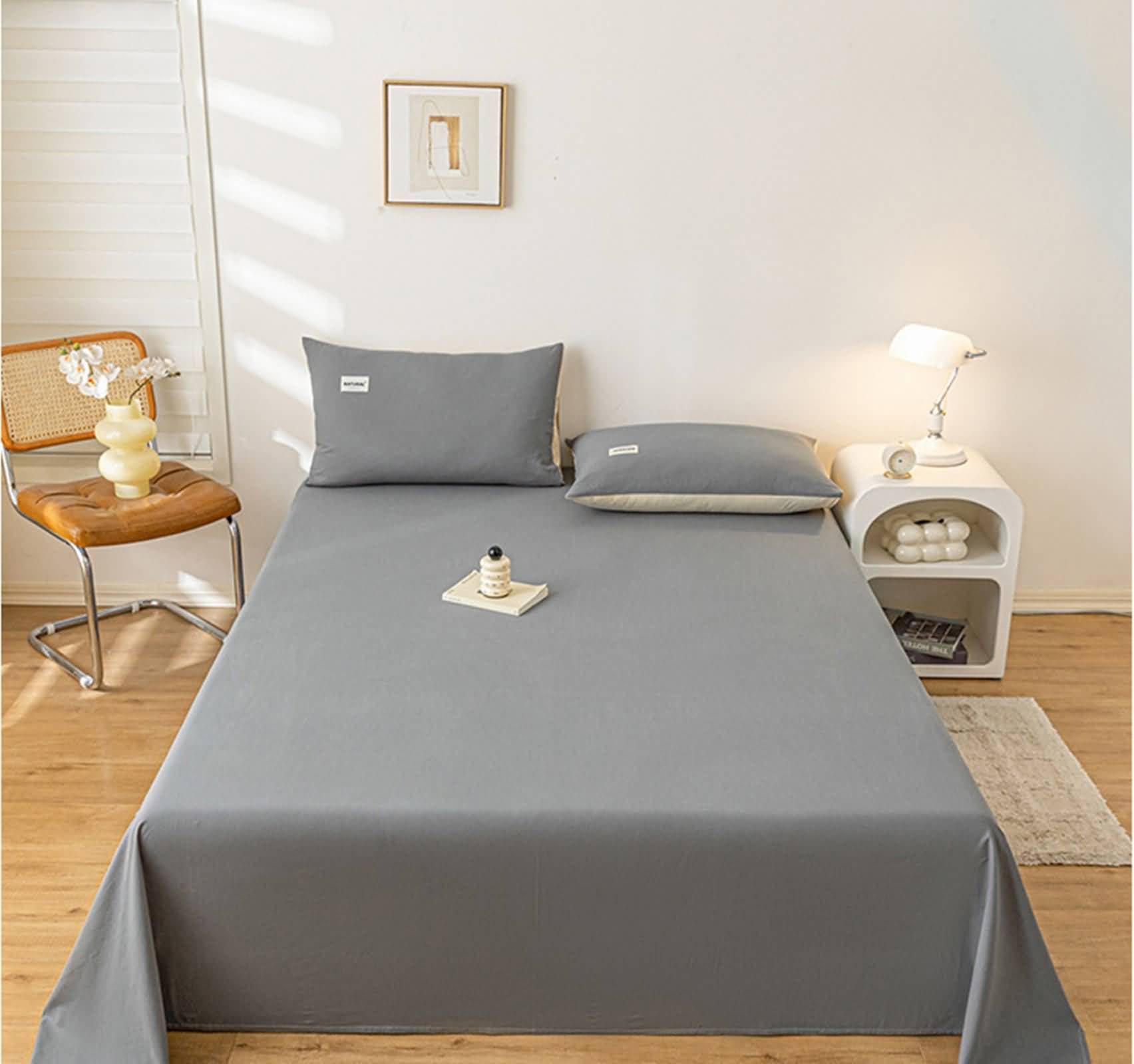Sabanas Cama Verano 230x265cm,Sabana Bajera Cama Matrimonio Color Sólido Sabanas Hotel Gris Oscuro