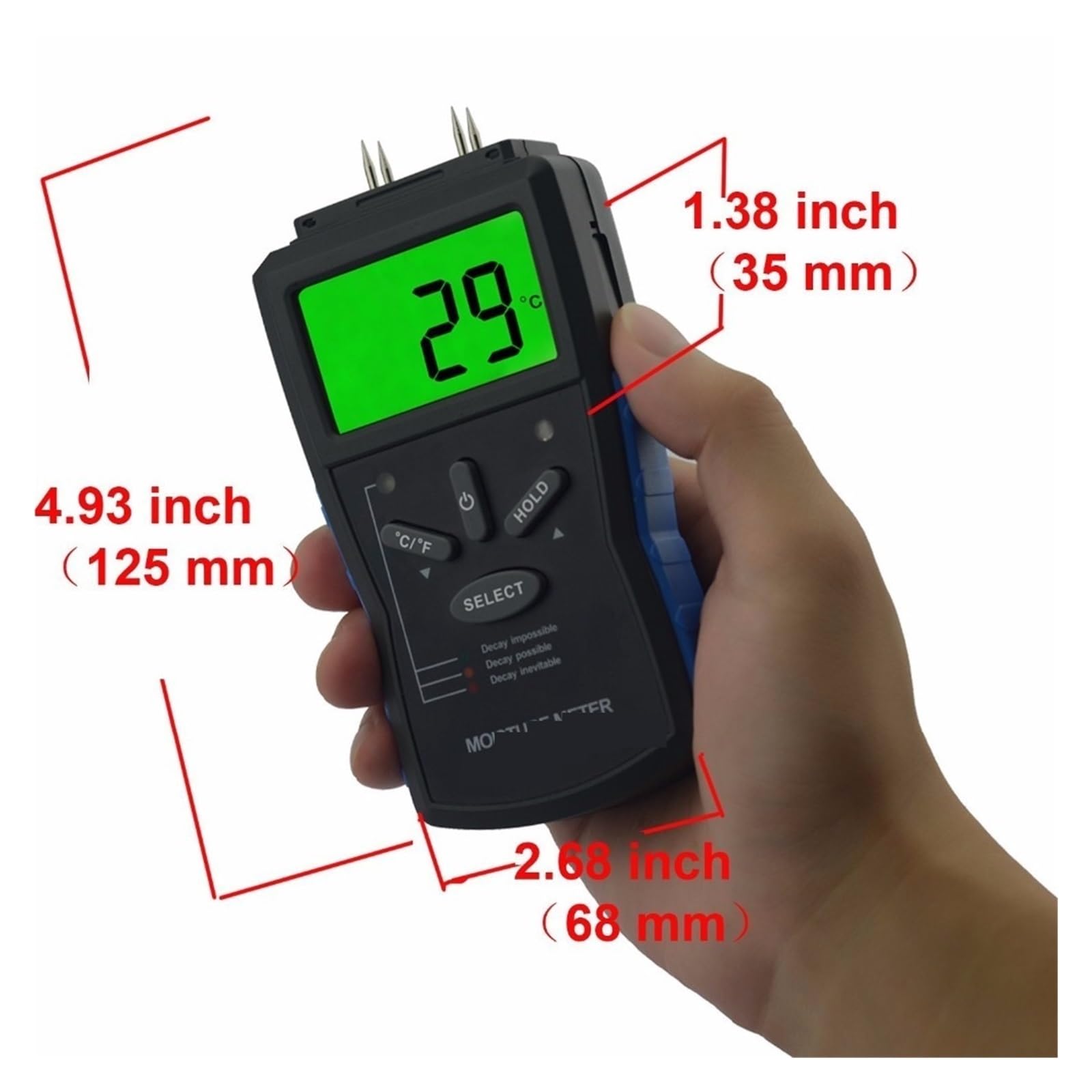 Miernik wilgotności, Miernik wilgotności drewna miernik LCD cyfrowy Tester detektor wilgoci w drewnie analizator 883C