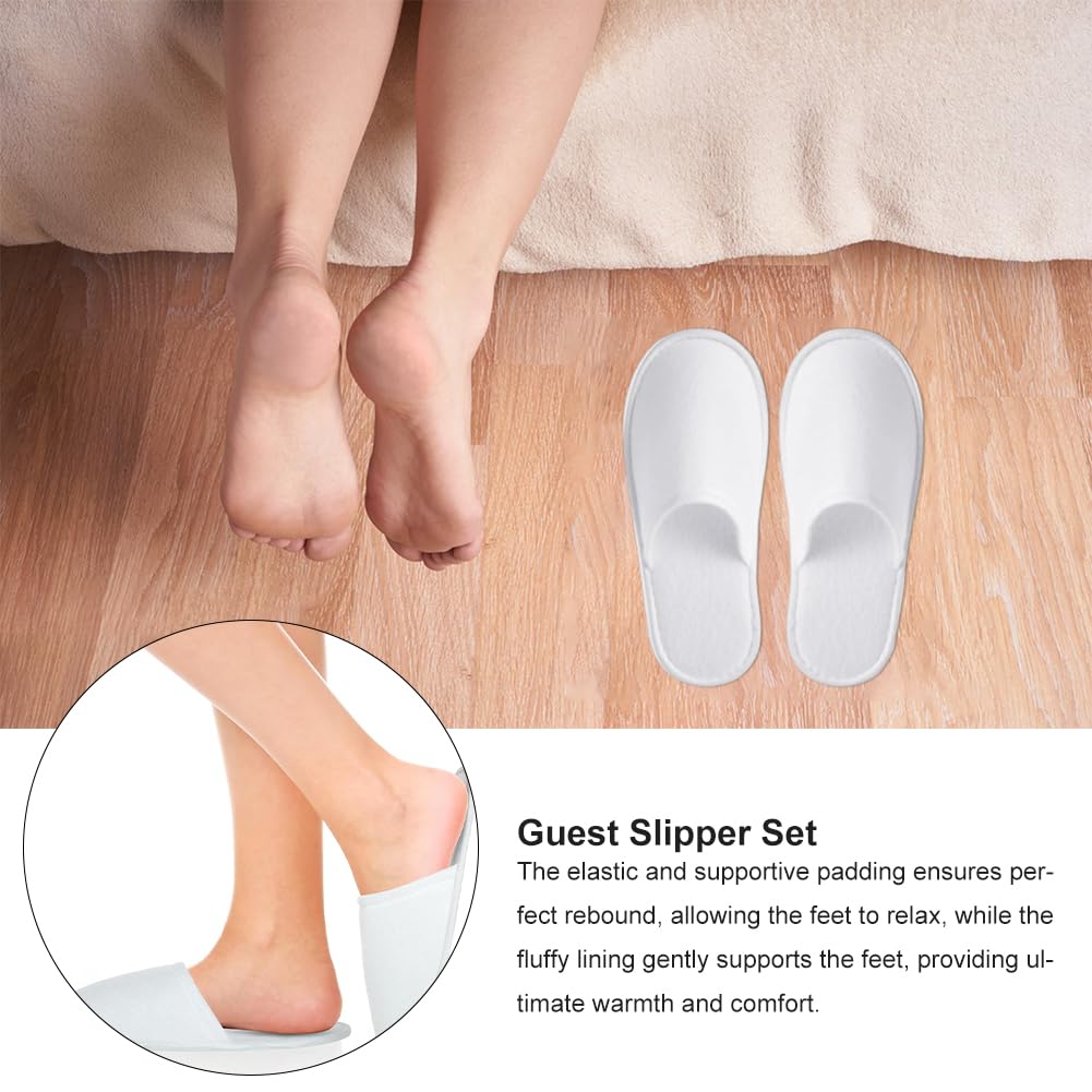 KARELLS Pantofole Usa e Getta Antiscivolo,2 Paia Pantofola SPA Pantofole Hotel Monouso,Pantofole Casa Confortevoli,con 1 Asciugamani Compressi,Comfort Chiuse,Ideali per Hotel, Spa e Centri Benessere