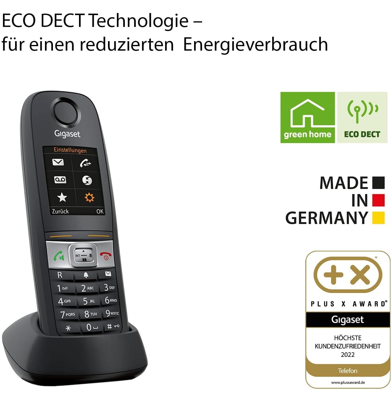 Gigaset E630 - Robustes Schnurloses DECT-Telefon - Mobilteil für Werkstatt - stossfest, staubresistent & wasserabweisend (IP65) - Vibrationsalarm - Lautstärkeregelung, schwarz [Deutsche Version]