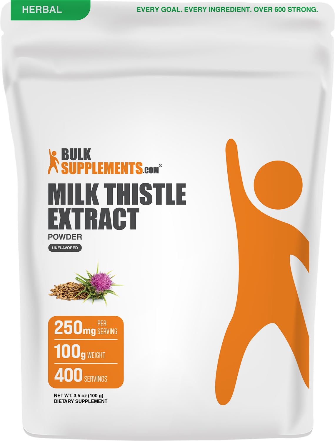 BulkSupplements.com Milk Thistle Extract Powder - Herbal Supplement, Milk Thistle Supplement - Gluten Free, 250mg per Serving, 100g (3.5 oz) (Pack of 1) 3.53 Ounce (Pack of 1)