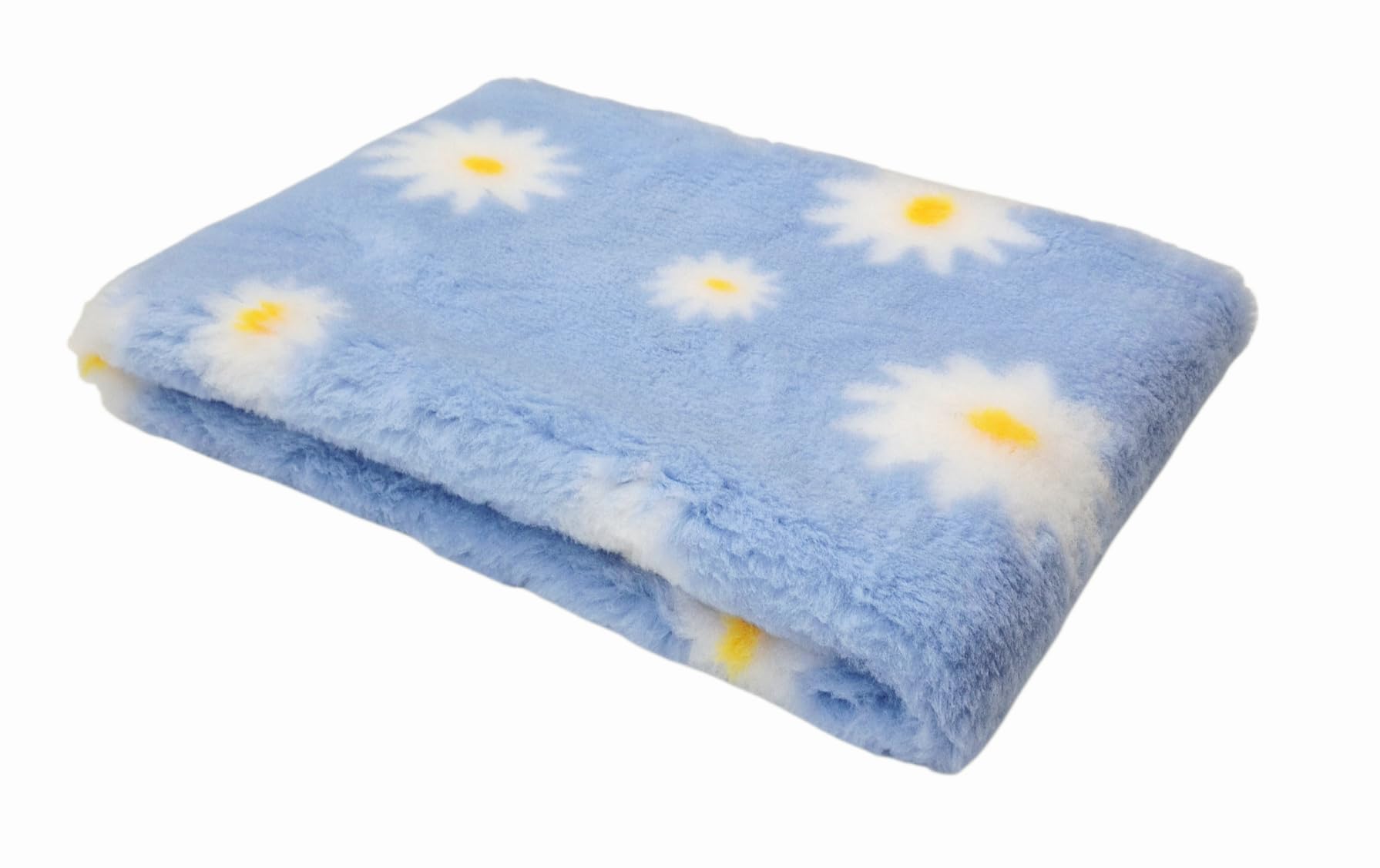 WOOF AND PUP | Non Slip Vet Bedding | Daisy Flower Pattern | Machine Washable | UK Manufactured | Non-slip | Dog Bed | Whelping | Vet Bed (Blue, 75cm x 300cm)