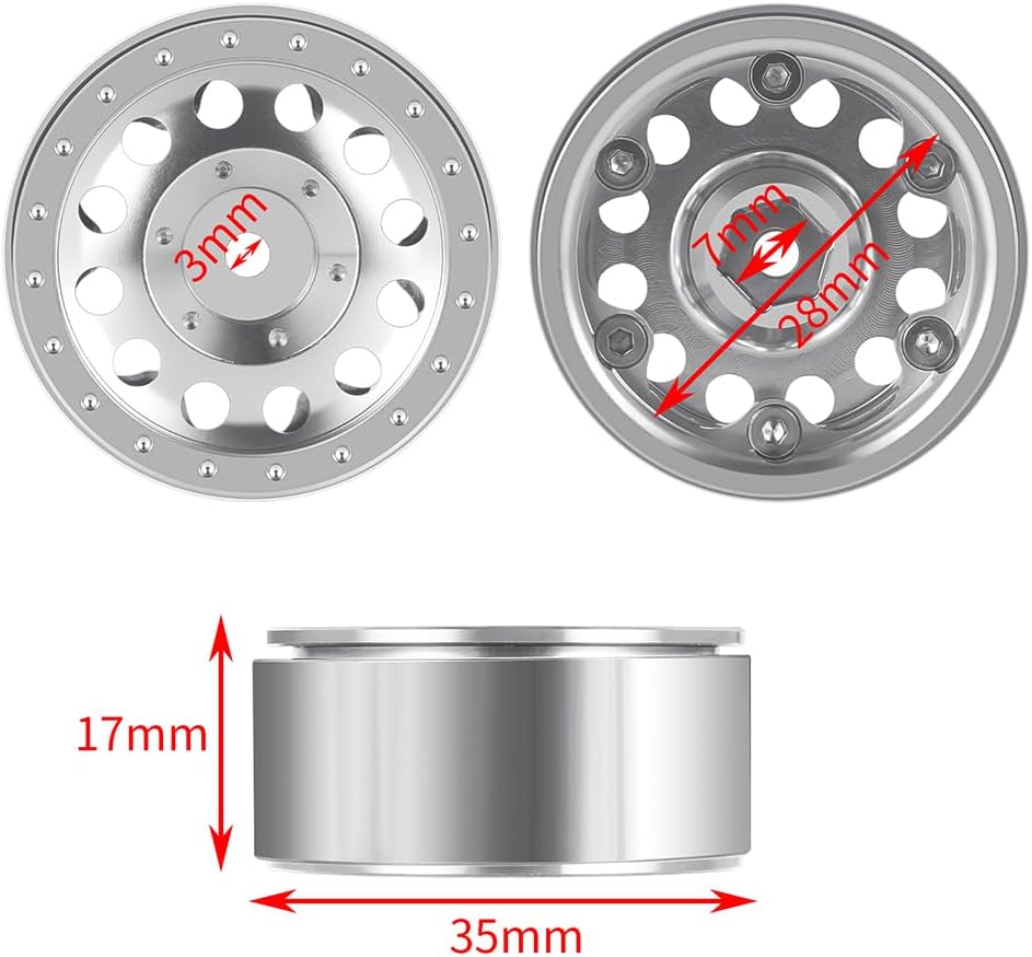 MOHERO 4Pcs 1.3 RC Beadlock Wheels for TRX4M SCX24 Redcat Ascent 1/18 1/24 RC Crawler Car