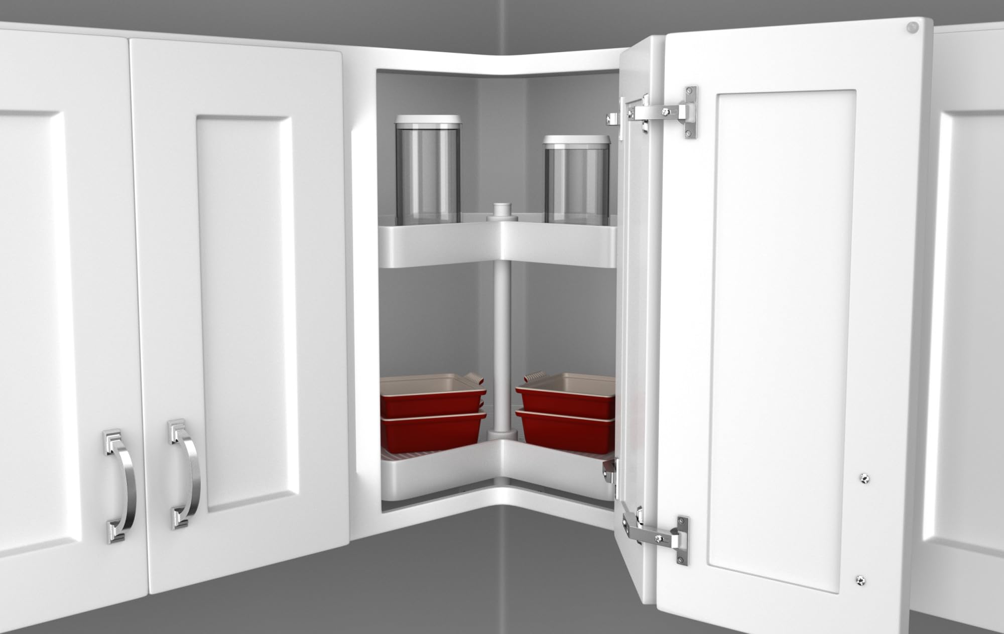 Lazy Daisy Polymer Kidney-Shaped 2-Shelf Lazy Susan for Corner Wall Cabinets