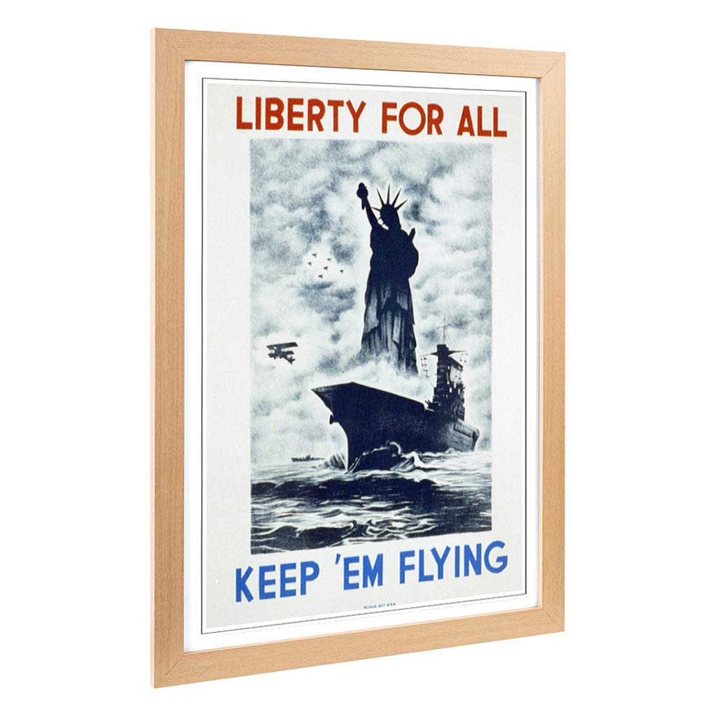 Big Box Art Framed Print of Vintage WPA Poster Liberty Design | Wall Art Picture | Home Decor for Kitchen, Living Room, Bedroom, Hallway, Oak, A2 / 24.5x18 Inch / 62x45cm