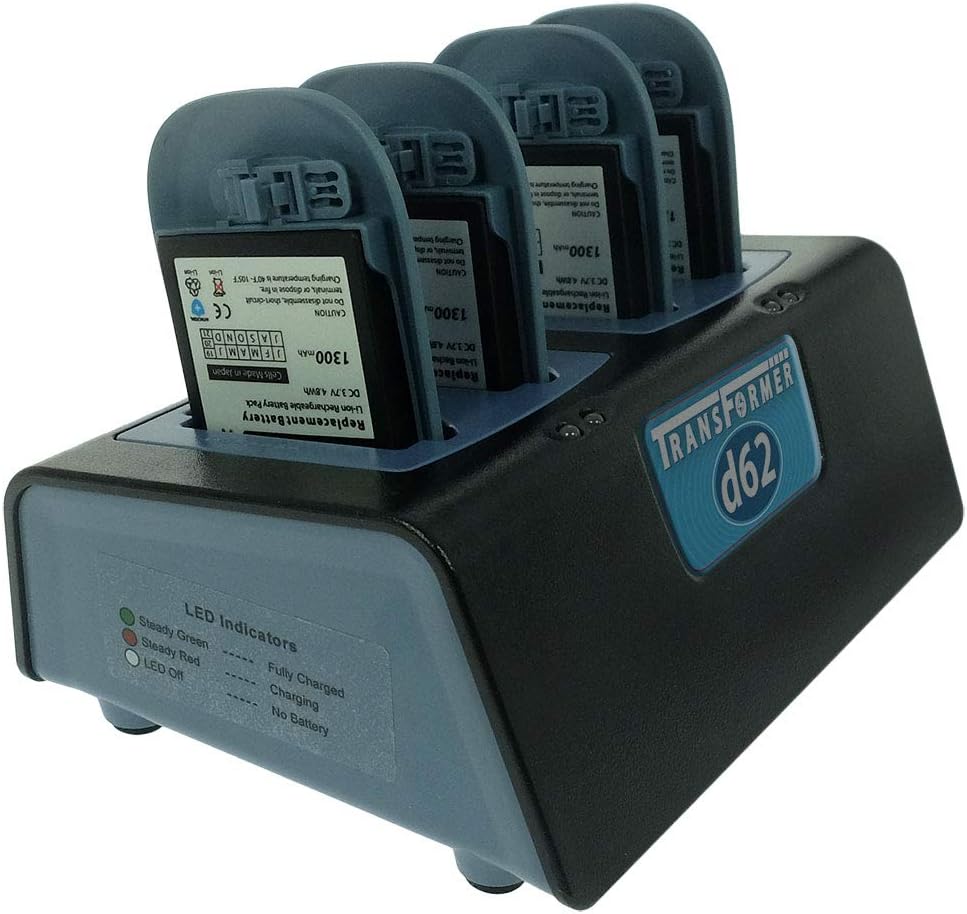 Transformer 4-Bay Battery Charger for Ascom d62 and i62 Batteries. Power Supply Included