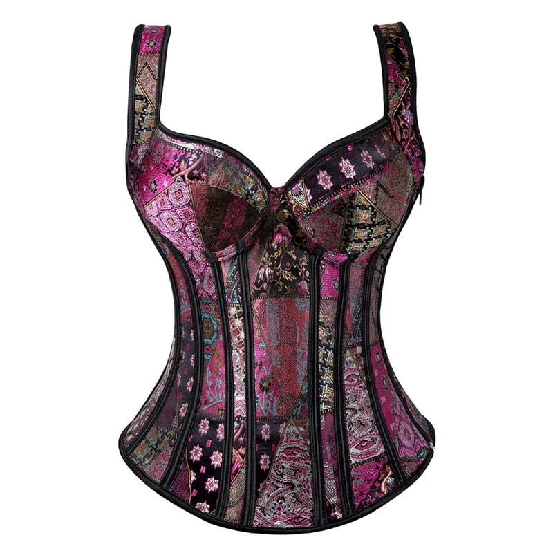 Gilet Corset Gothique en Brocart Tissé et Jupe Bulle Assortie Haute Qualité