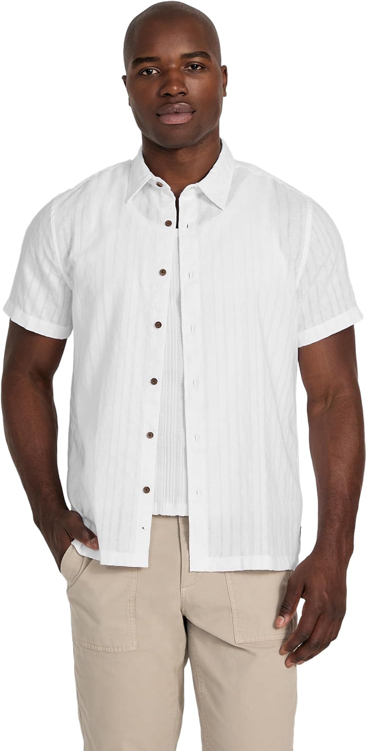 Guess Mens Short Sleeve Wimbly Dobby Stripe Shirt