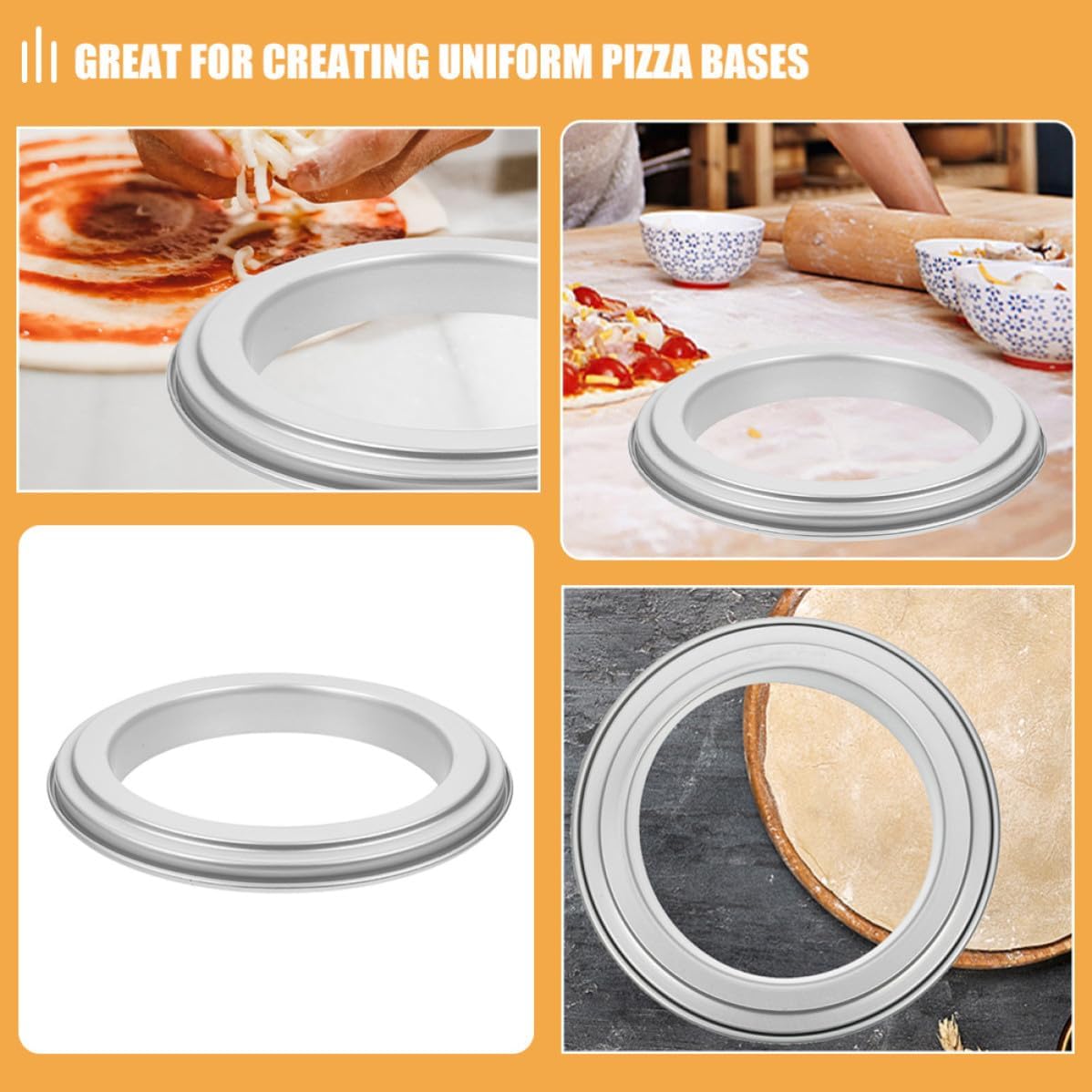 minkissy 10 Inch Aluminum Pizza Serving Ring for 4.1cm Deep Pans, round Baking Mold for Pizza Saucing and Pastry Shaping, Lightweight Baking Accessory for Home Kitchen