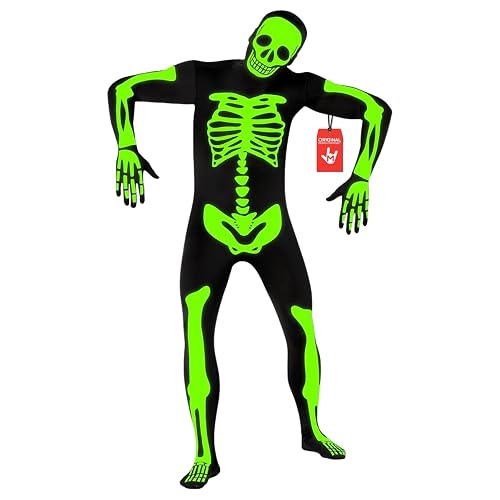 Morphsuits Adult Skeleton Costume Men, Mens Skeleton Costume Glow in