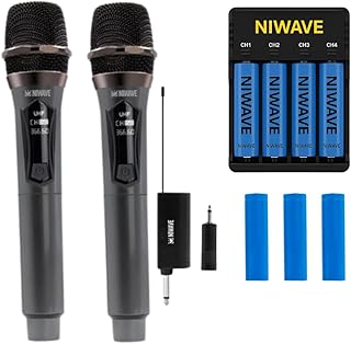 Niwave microfones sem fio kit com 2 microfones recarregador e