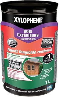XYLOPHENE - Traitement Bois Extérieurs - Anti Insectes et Anti Termites - Spécial Bois Très Exposés Extérieur - Pour Bardage, Abris, Volets, Palissades - Formule Renforcée en Fongicide - 1L - Incolore