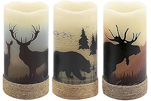 GenSwin Battery Operated Flameless Log Cabin Decor Candles