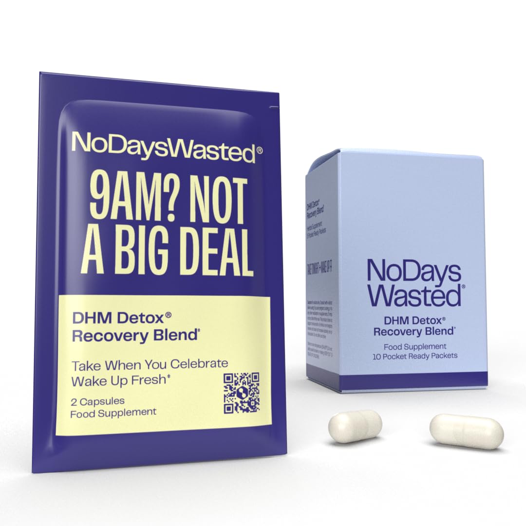 DHM Detox® - No Days Wasted® - Dihydromyricetin (DHM Supplement), Prickly Pear, B Vitamins, Hydration Electrolytes-10 Servings-Take During Evening for Better Next Day and Recovery