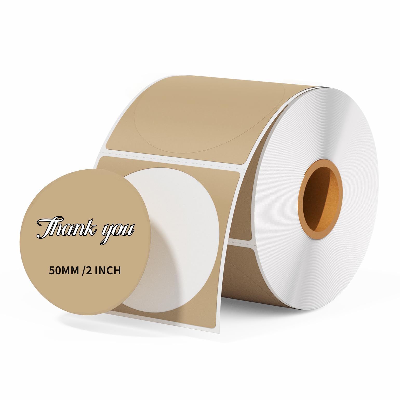 Compatible with P50/M110 Multi-Purpose Brown self-Adhesive Thermal Labels, 2-inch Round, Ideal for Inventory Management, Color Coding, barcodes, Logo Design, Baking, and More. (1 roll/150 Sheets) (C)