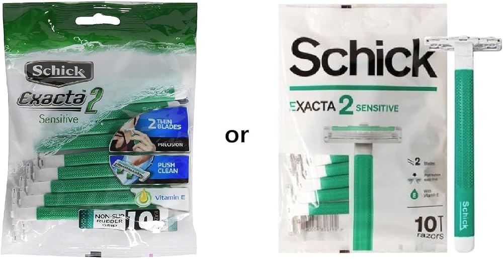 Schick Exacta2 Sensitive Skin Disposable Mens Shaver 20 Count (10 Count x 2Pack) 2023 New Verson