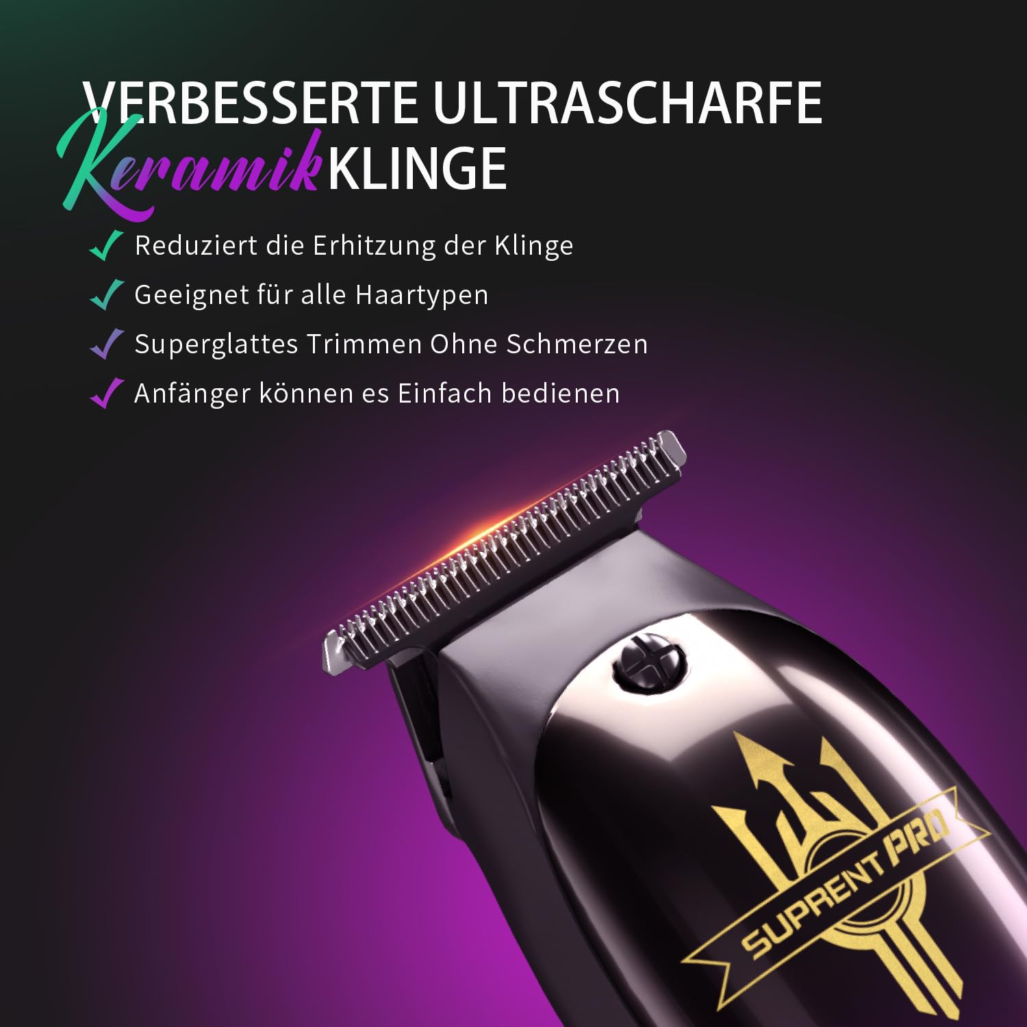 SUPRENT Haarschneidemaschine Profi, Trimmer Herren Barttrimmer Herren LED Anzeige T- Klingen- Trimmer Konturen Haartrimmer, Schnurlose Haarschneider Männer