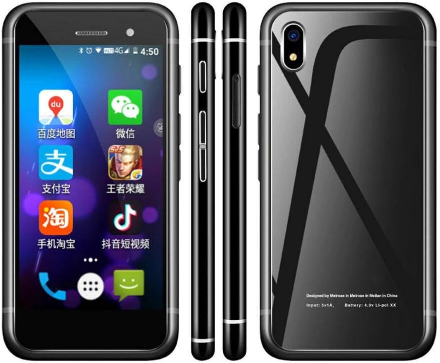 JJA BROS 2020 Melrose S9 PLUS 2.45" 2GB 32GB Super Mini Ultra Slim Pocket credit card size Smartphone Playstore 4G Android 7.0 (Black)