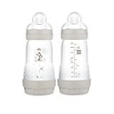 MAM Easy Start Anti-Colic Baby Bottle 9 oz, Medium Flow, Breastfeeding-Like Silicone Nipple Bottle, Reduces Colic, Gas, & Reflux, Easy-to-Clean, BPA-Free, Vented Baby Bottles for Newborns, 2+ Months