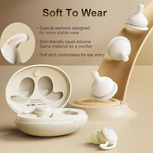 Miniatura 3 de Auriculares inalámbricos para dormir de lado, pequeños y pequeños, invisibles, con cancelación de ruido, auriculares suaves y pequeños, Bluetooth