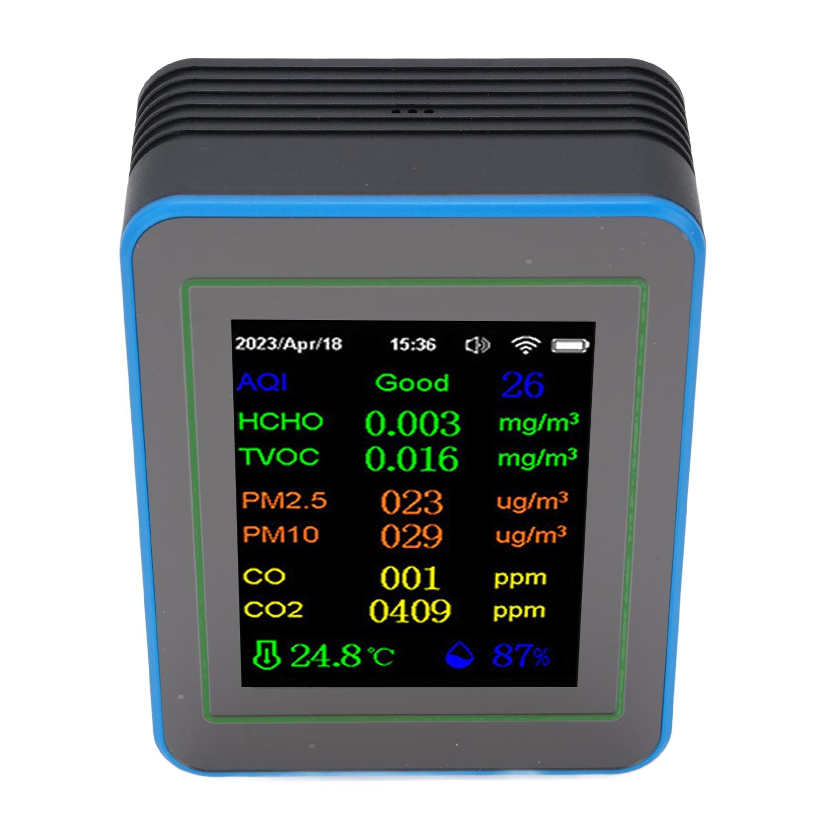 Medidor de Calidad del Aire 12 en 1 WiFi Monitor Inteligente de Calidad del Aire Interior con CO2 TVOC HCHO Temperatura Detección de Humedad Pantalla Grande para Oficina en casa (Amoratado)