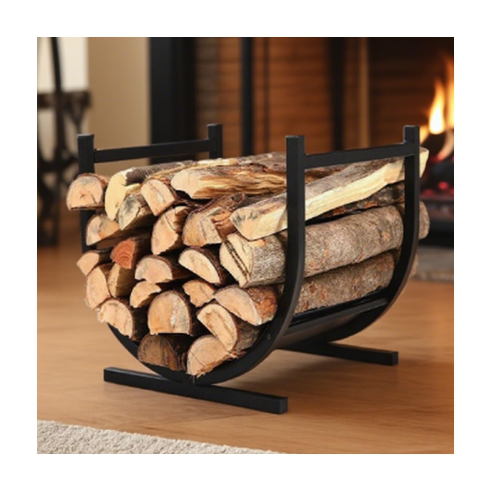 Porte-bûches robuste en métal solide pour empiler le bois de chauffage sans effort