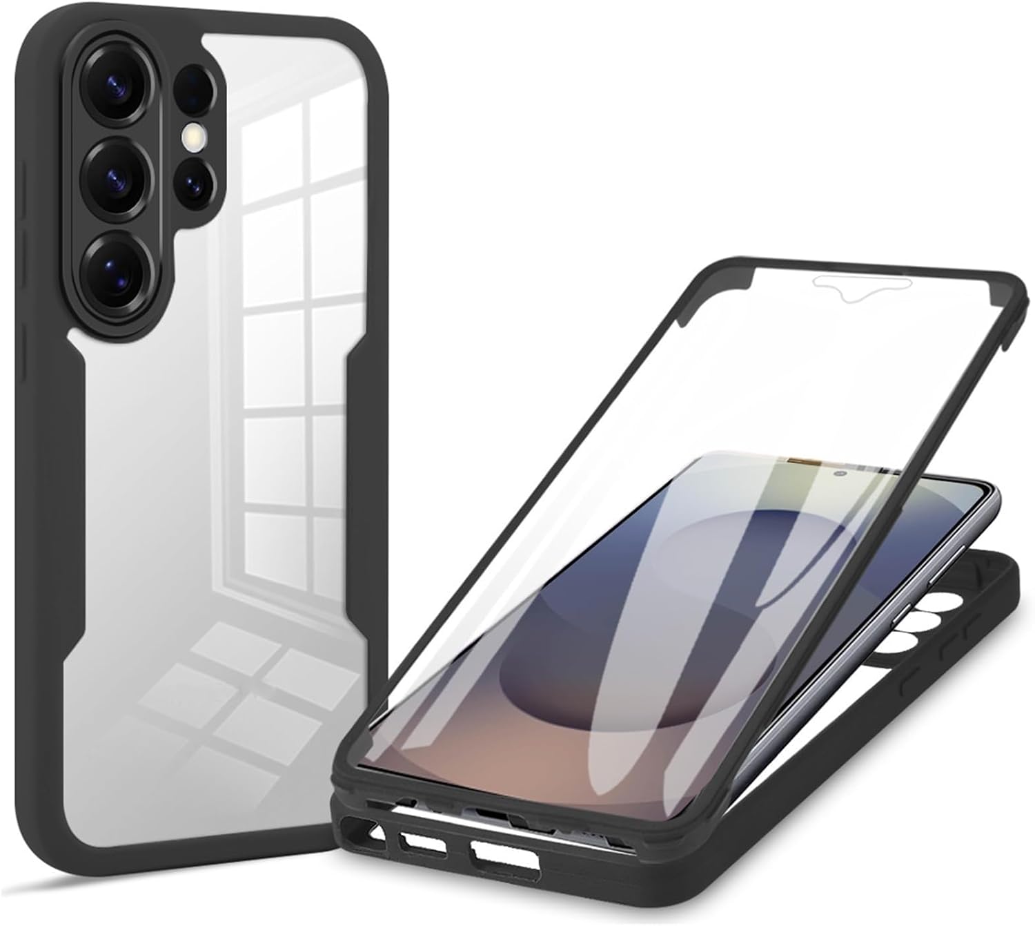 Shockproof Clear Case for Samsung Galaxy S26/S26 Plus/S26 Ultra, Two-Sided Tempered Glass Design with All-Inclusive Lens Protection Cover(Green,S26 Plus)