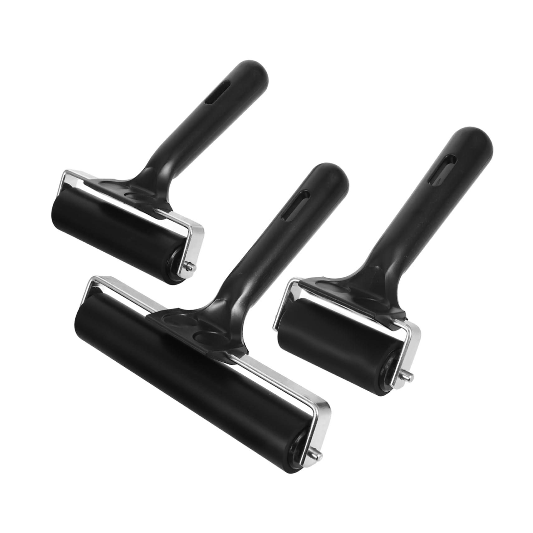 Rouleaux en caoutchouc noir Veemoon pour peinture et collage en lot de 3