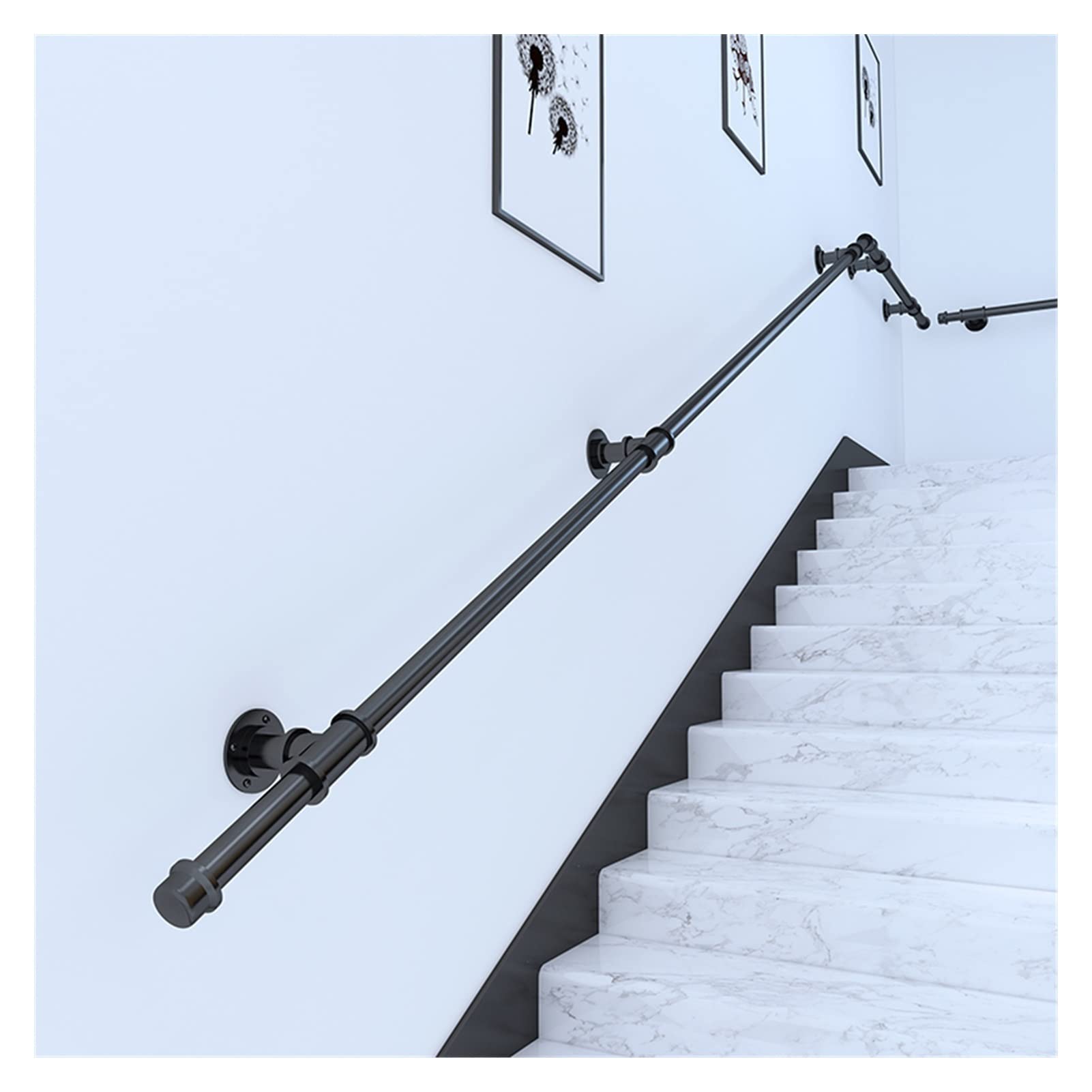 Main courante escalier avec fixations rampe escalier noir 1m-6m