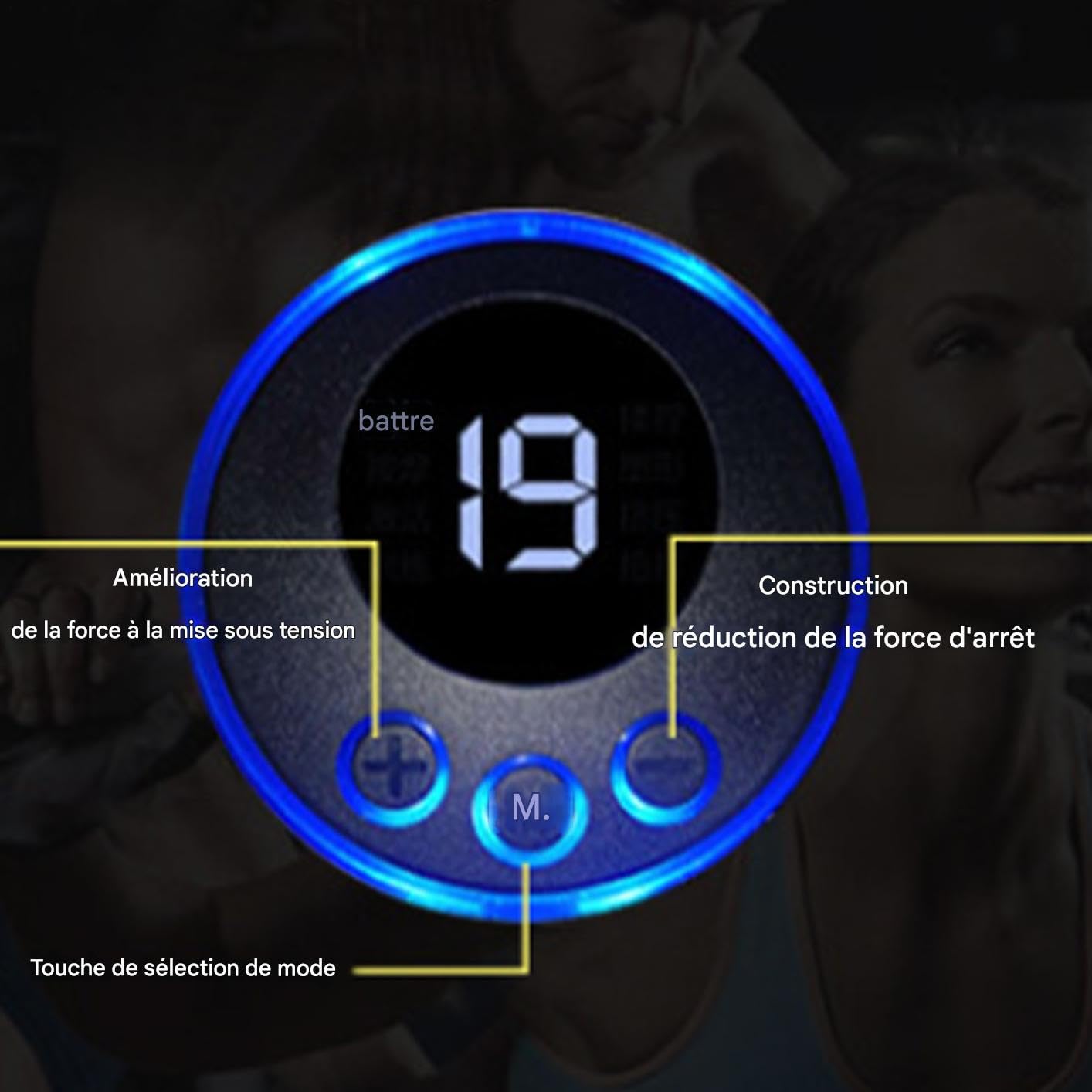 25,5x20,5 Cm Machine De Levage De Fesses Portable,Electrostimulateurs Musculaire Fessier,Équipement d'exercice Et De Fitness avec 19 Modes Outil D'entraînement De Force pour Homme Et Femme,